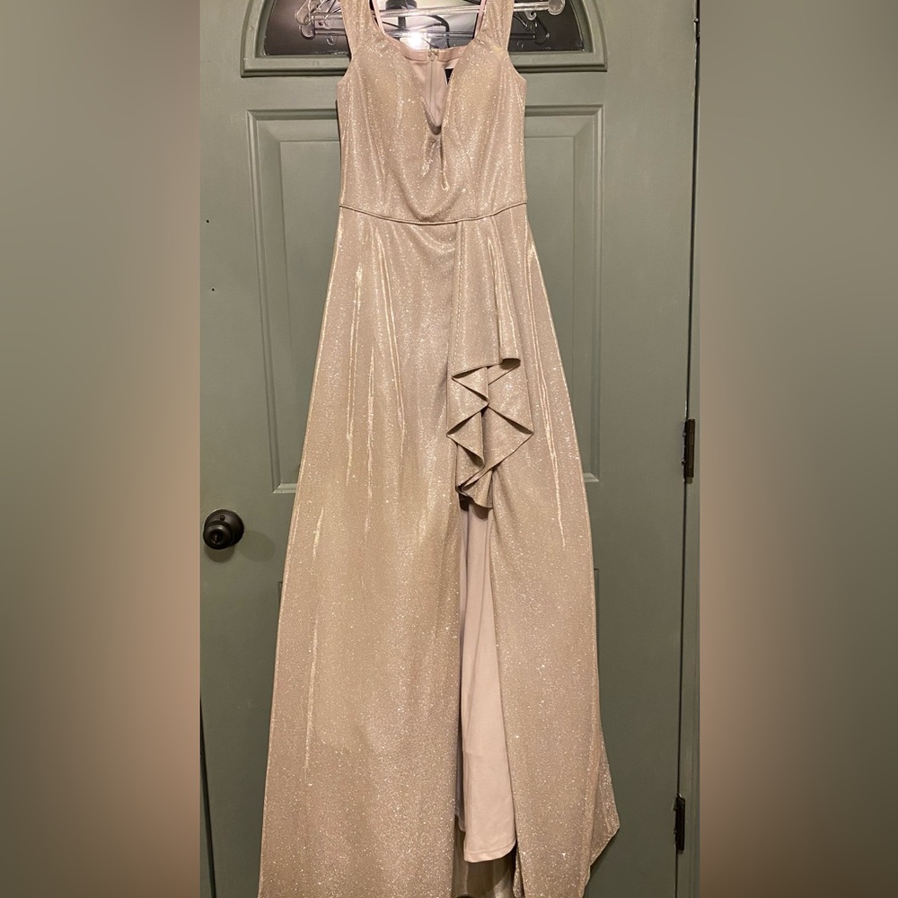 Juniors champagne Prom Dress